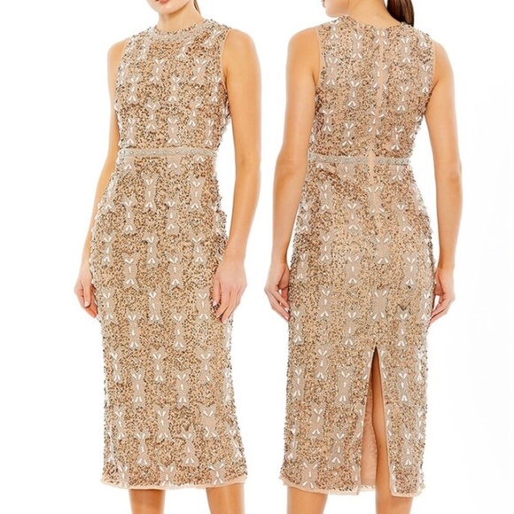 Mac Duggal - Beaded Midi Cocktail Dress - Picture 1 of 15